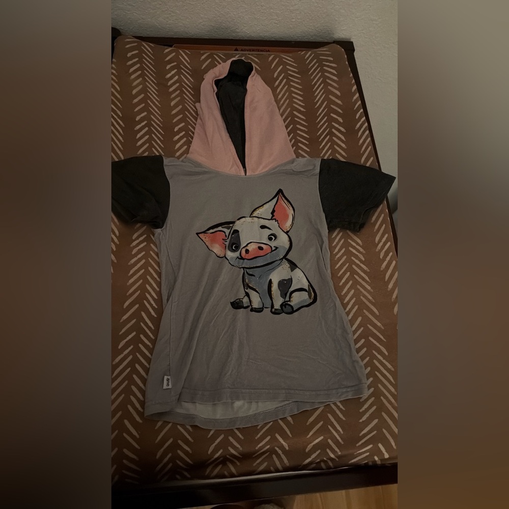 &Me Bamboo Moana’s Pua Hooded Short Sleeve T Shirt 3T VGUC